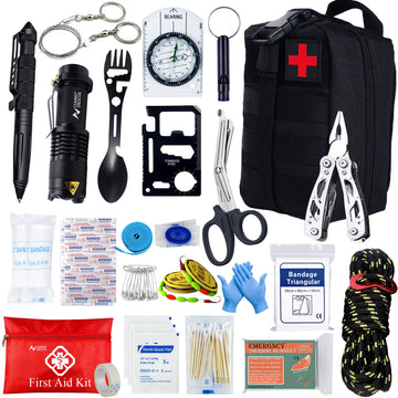 Kit de Survie – 24 en 1 | Sac de survie complet avec soins, outils et équipements d’urgence
