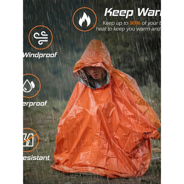 Poncho de survie Aluminium Thermique | Protection météo
