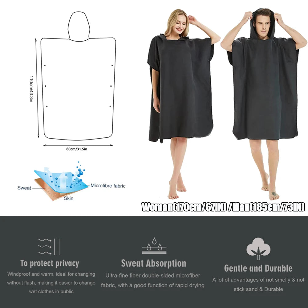 Serviette Poncho microfibre 2 en 1 | Séchage rapide en urgence