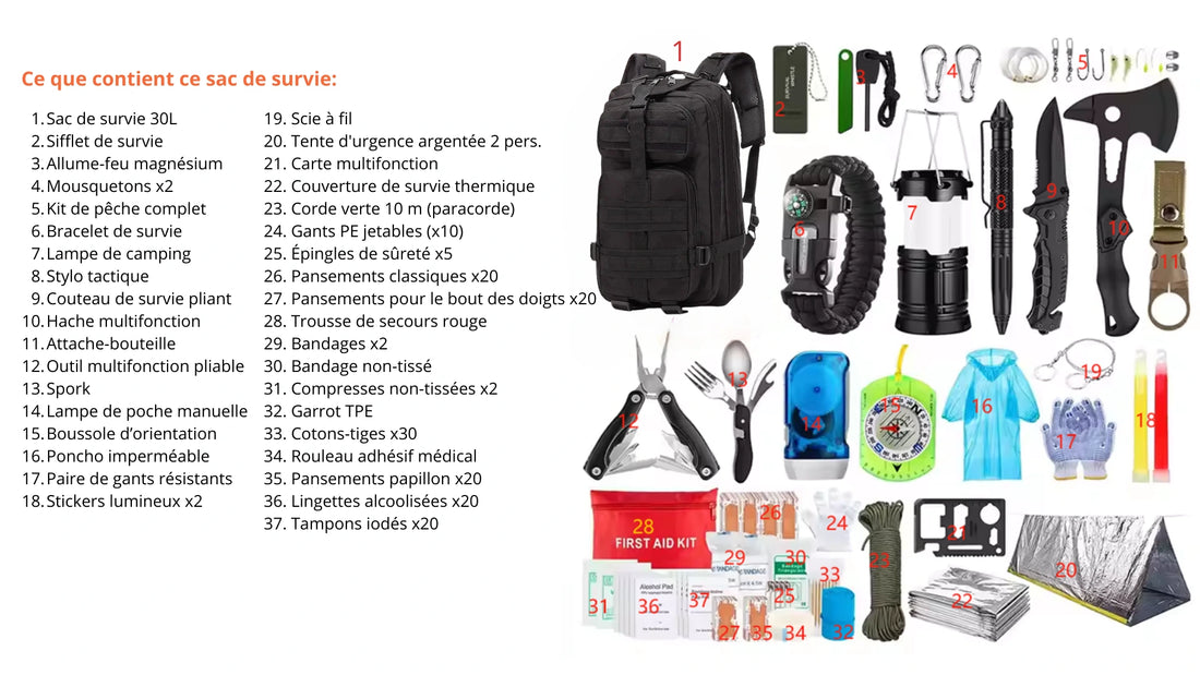 Sac de Survie 151-en-1 | Kit de survie complet pour urgence