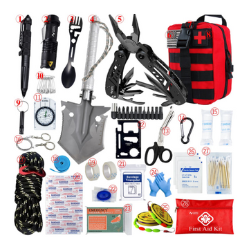 Sac de Survie mini 28-en-1 | Kit de survie complet avec trousse médicale & outils tactiques